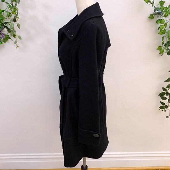 Kenneth Cole Black Wool Blend Trench Coat Size 4 - Picture 6 of 13